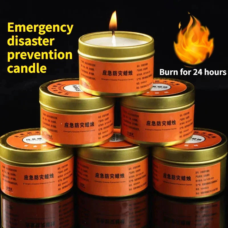 bougies urgence sans fumée 15h 24h orange pratique survie camping maison longue durée