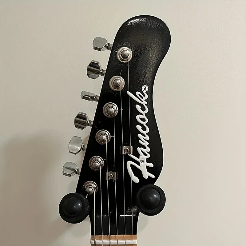 étiquette métal personnalisable guitare moderne 8cm fixation sans motif orange