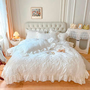 Housse de couette 100% coton délavé 160x200cm avec taies et drap - Ensemble lit 4/6 pièces