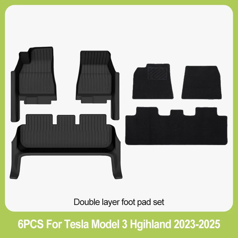 tapis sol voiture tesla model noir rayures horizontales moderne clips protection pieds