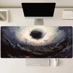 tapis souris noir illustration artistique nuages oiseaux paysage contemporain souris clavier ordinateur