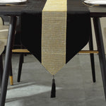 nappe décorative moderne tissu uni strass central franges couleur noir rouge or élégante table