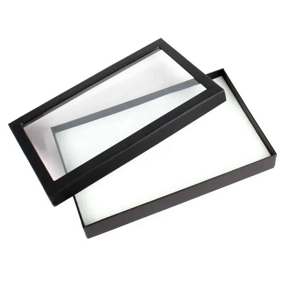 présentoir bijoux bagues velours transparent blanc noir classique élégant 21.7x13.5x3 cm 36 fentes