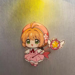 aimant mignon dessin animé personnages magiques orange rose blanc vert rouge gris fantaisie maison