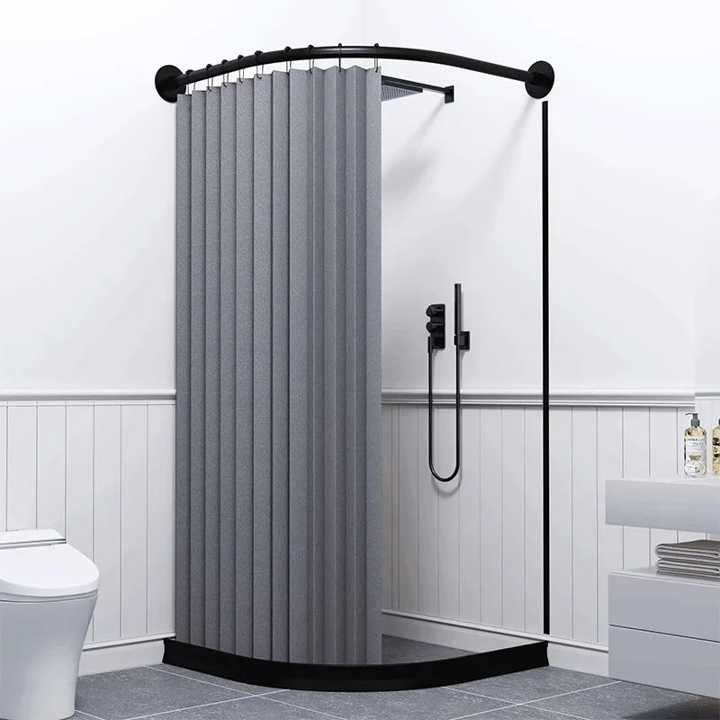 rideau douche moderne rayures verticales beige gris noir opacité crochet tufté polyester