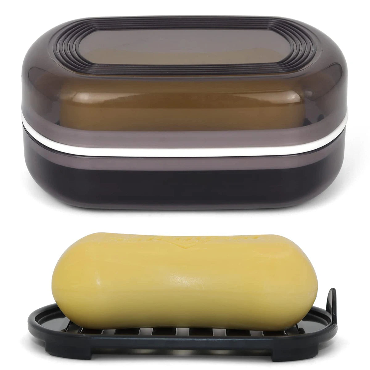 porte savon moderne minimaliste noir blanc marron translucide lignes horizontales texture mat drainage anti