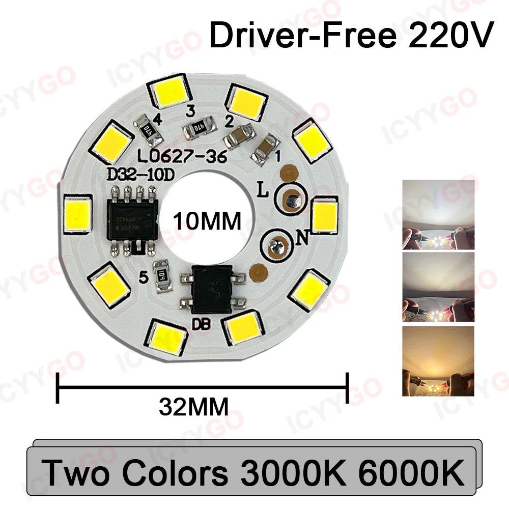 plaque led circulaire deux couleurs 32mm blanc moderne technologique fixations led intégrées