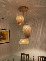 suspension lumineuse bambou tissé naturel moderne rustique 36cm 26cm 30cm echangible e27