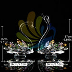 Sculpture cygne cristal plumes colorées transparent moderne décoration intérieure verte bleu jaune rose