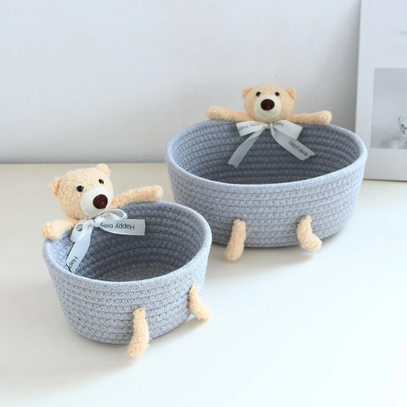 paniers tissu tressé blanc rose gris beige respectueux environnement moderne rustique ornemental large petit