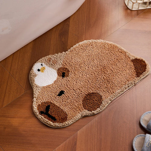 tapis bain salle bain doux moelleux motif animaux décoratif moderne antidérapant séchage rapide