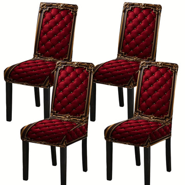 housses chaises dîner rouge foncé ornementées capitonnées élastiques machine lavables six pièces