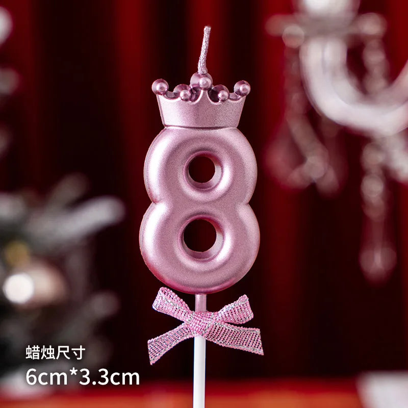 bougies numeriques rose couronne ruban brillant pique decoration anniversaire festif chiffres princesse