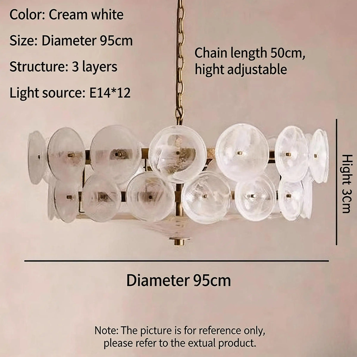 suspension lumineuse moderne élégante verre orange rond translucide chaîne métallique