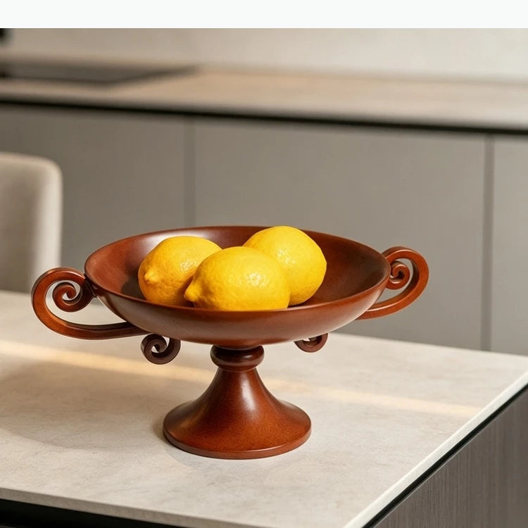 bol pied marron brillant spirale classique moderne fleur artificielle deco 30x22x14cm