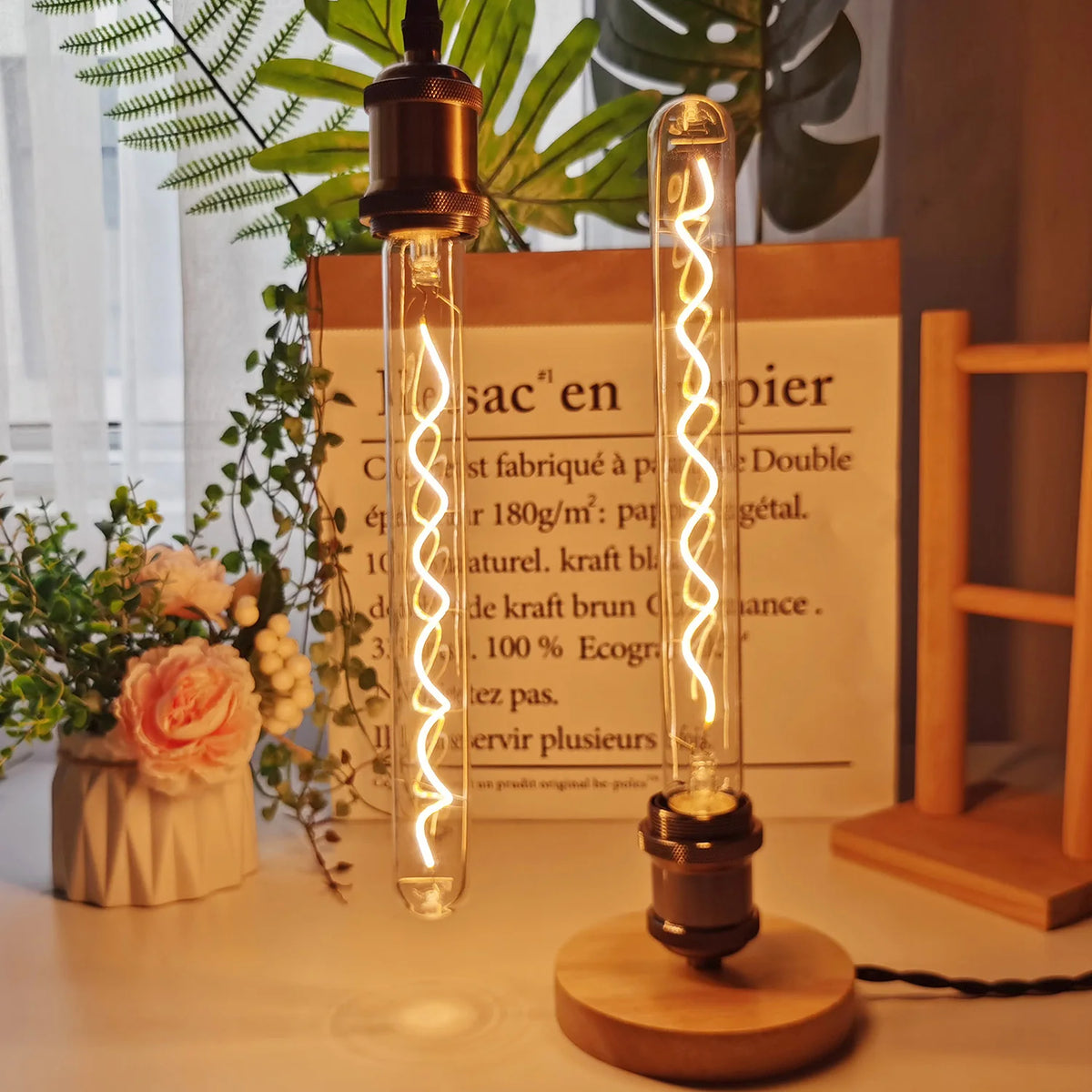 ampoule led transparente spirale dorée vintage 360 degres 300mm 15000h
