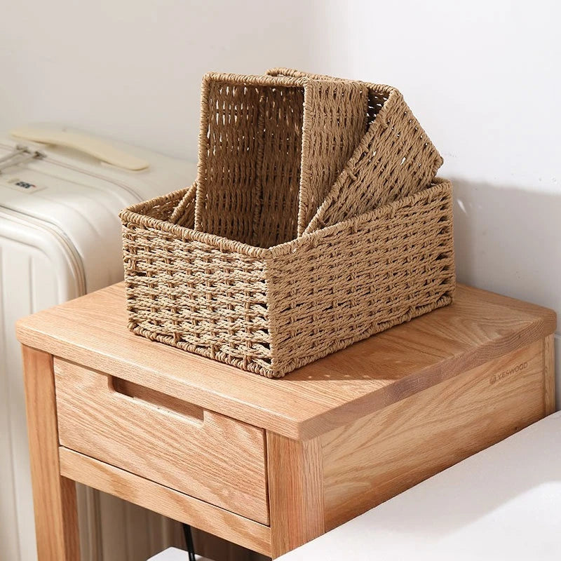 paniers rangement osier tressé rectangulaires multi taille rustiques organisation salle bain