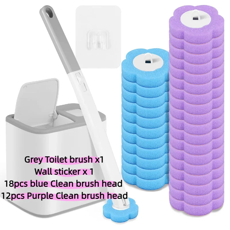 brosse toilette jetable bleu texture granulée clip mural pratique moderne