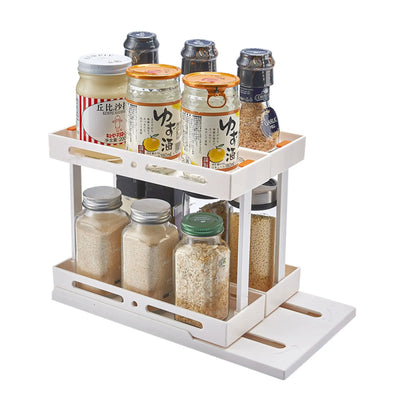 Étagère à épices extractible rotative 2 niveaux gris clair organisateur cuisine