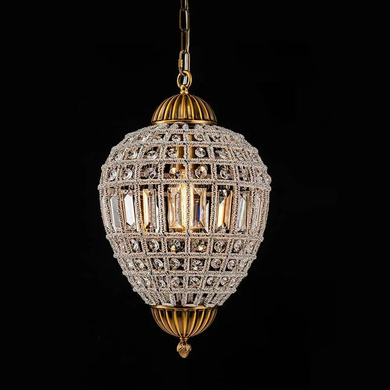 suspension lumineuse classique strass doré transparent chambre éclairage antique cristal