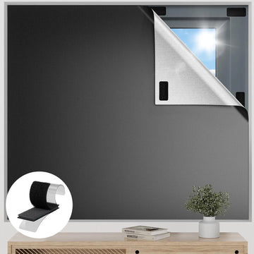 rideau occultant noir polyestère adhésif double face moderne opaque 100x150cm 100x200cm 100x300cm 100x400cm