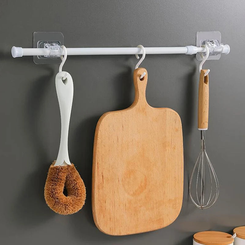 support rangement blanc moderne adhésif barres crochets adhésifs lisses extensibles salle bain