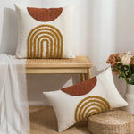 housse coussin polyester géométrique arc ciel moderne blanc 45x45cm 30x50cm