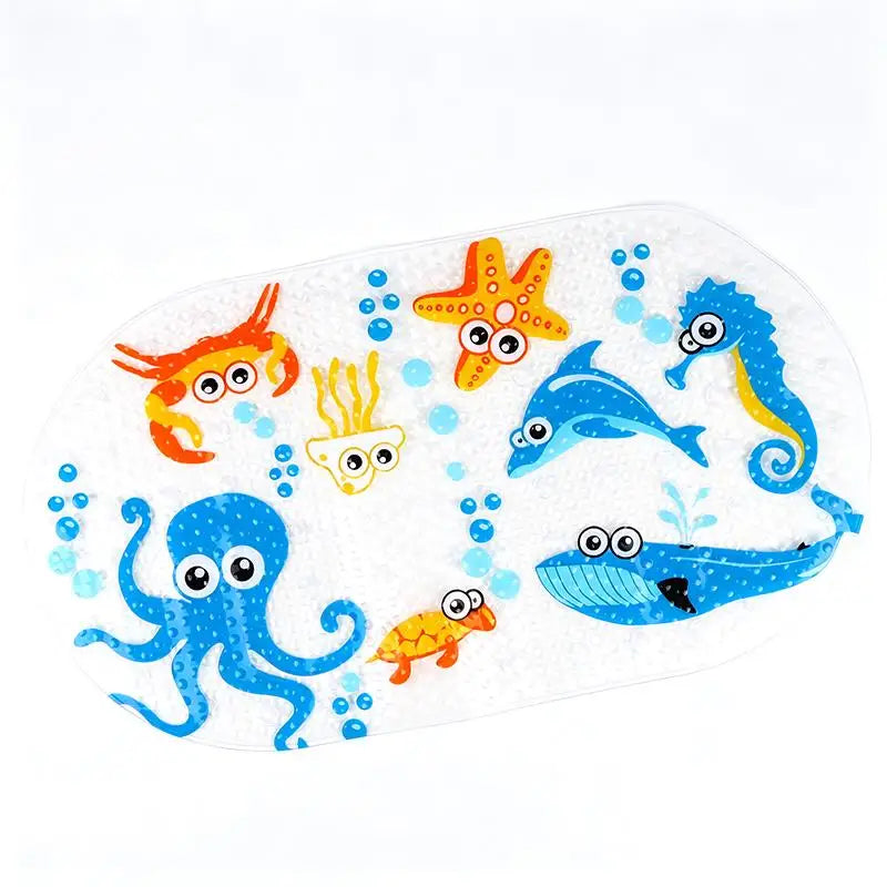 tapis bain antidérapant pvc animaux marins bulles savon couleur enfant transparent