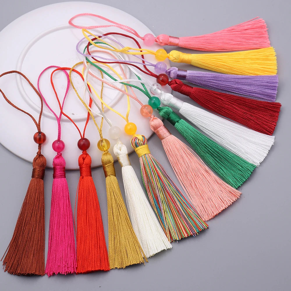 pompons multicolores texturés franges 12cm 5cm longueur traditionnels décoratifs 10pcs