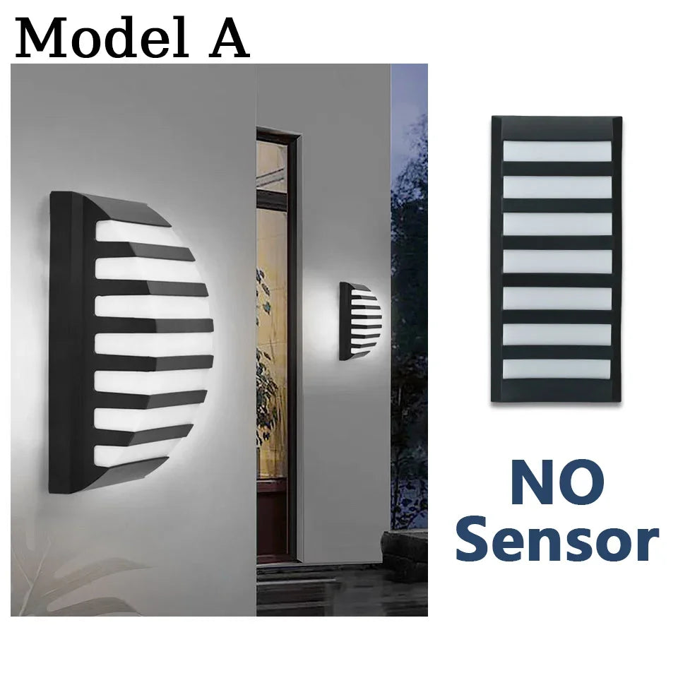 lampes murales led noir blanc géométrique ip66 moderne détecteur mouvement piro étanche