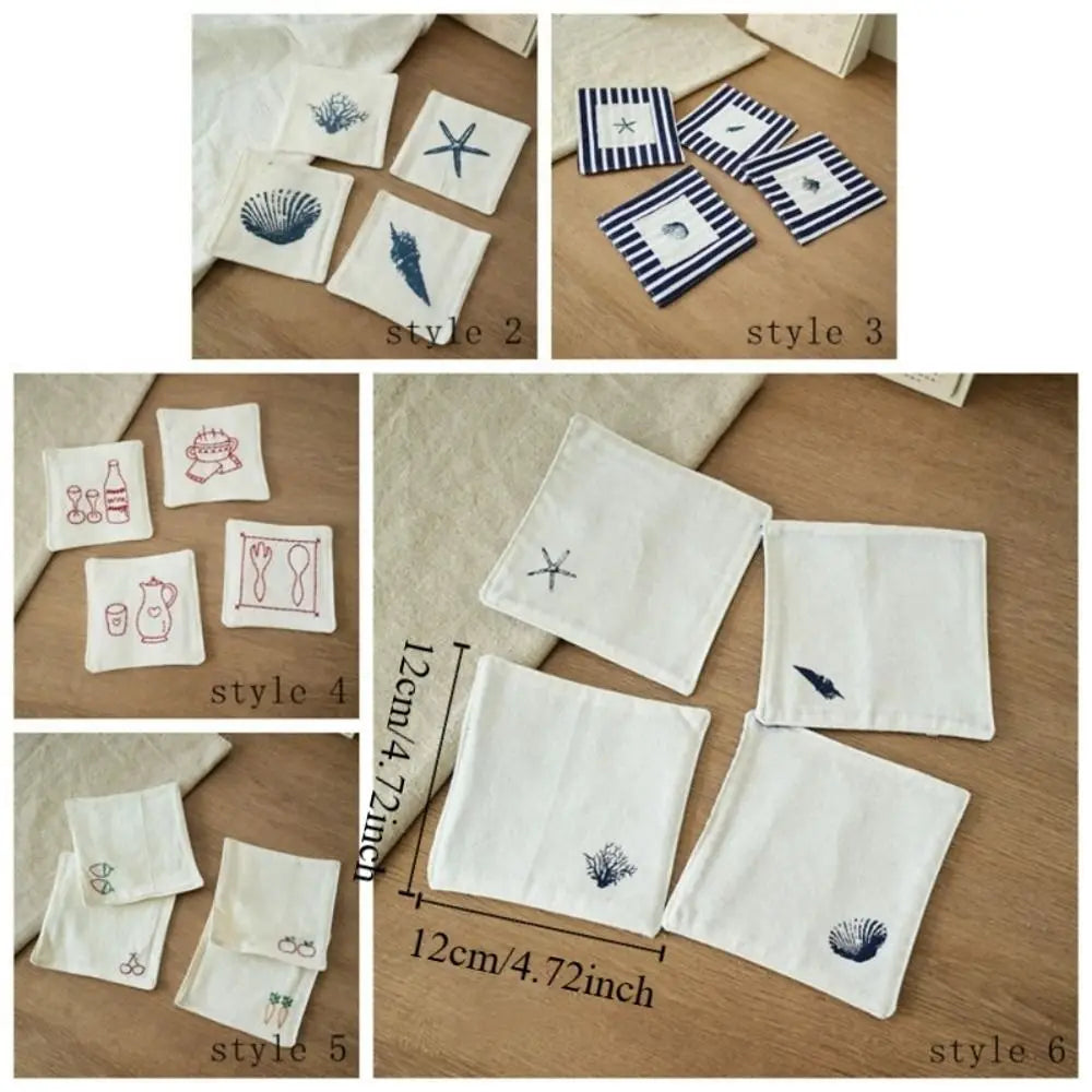 serviettes table classiques rayures horizontales motif marin étoile mer coquillage blanc bleu marine lavables
