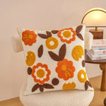 housse coussin décorative motif floral brodé moderne canapé salon lit maison blanc