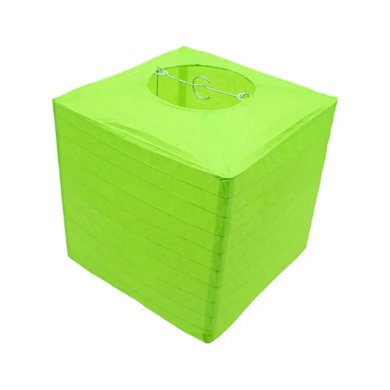 lanternes carrées papier plissé blanc orange vert rouge jaune simple décoratif anneau cordon métallique