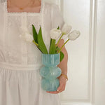 vase verre moderne blanc vert bleu rose noir geometrique decoration intérieure fleurs artificielles