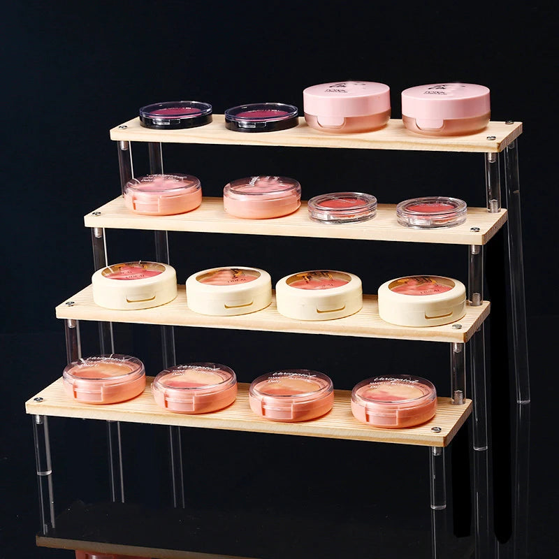 étagère bois massif moderne niveaux rangement cosmétiques vis minimaliste salon