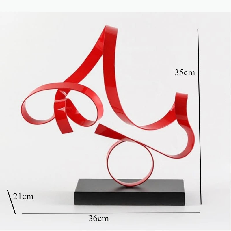 sculpture moderne abstraite rouge noir surface lisse brillante décoration matériaux organiques contemporain art