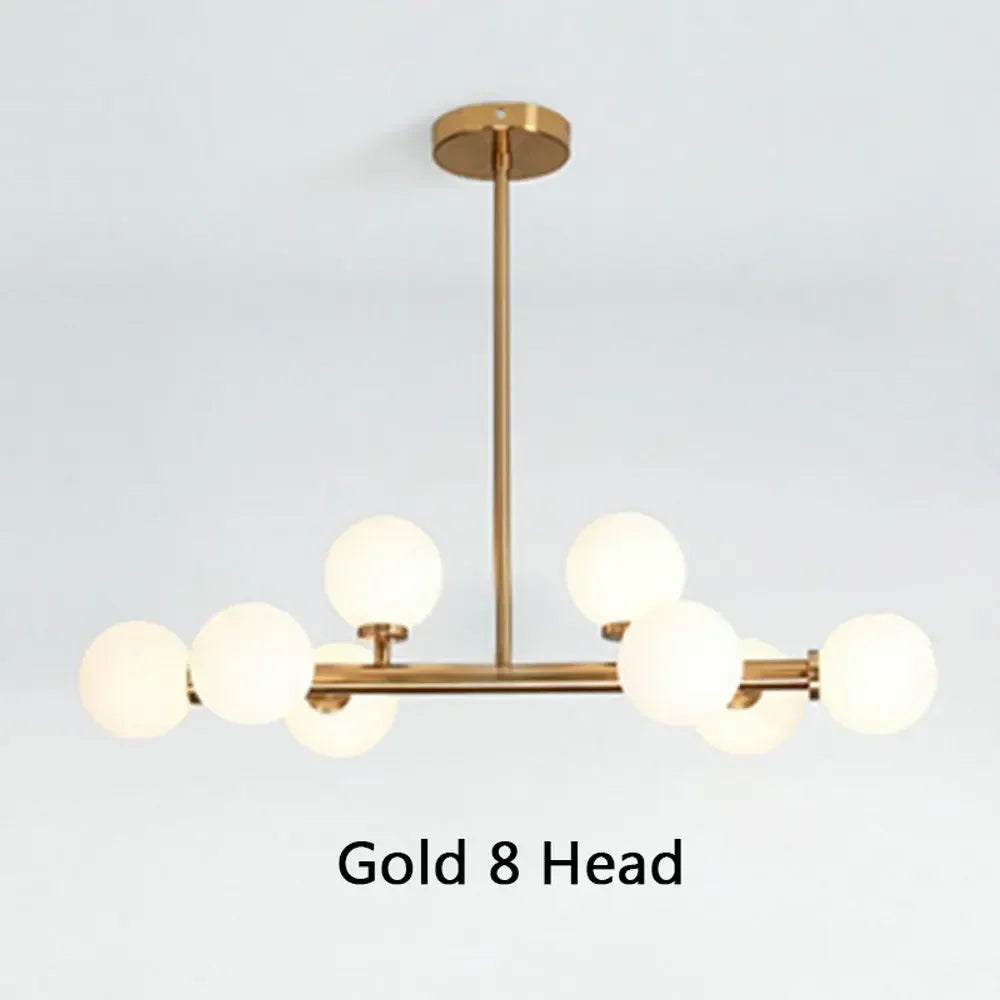 suspension moderne boules translucides blanc doré noir led restaurant salon bar