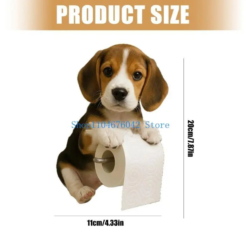 porte rouleau papier toilette forme chien peluche blanc decoratif résine facile nettoyer classique