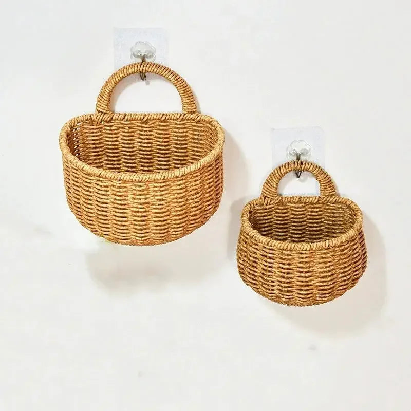 paniers tressés naturels panier suspendu mural rangement fruits légumes crochet scandinave pliable respectueux environnement.storage