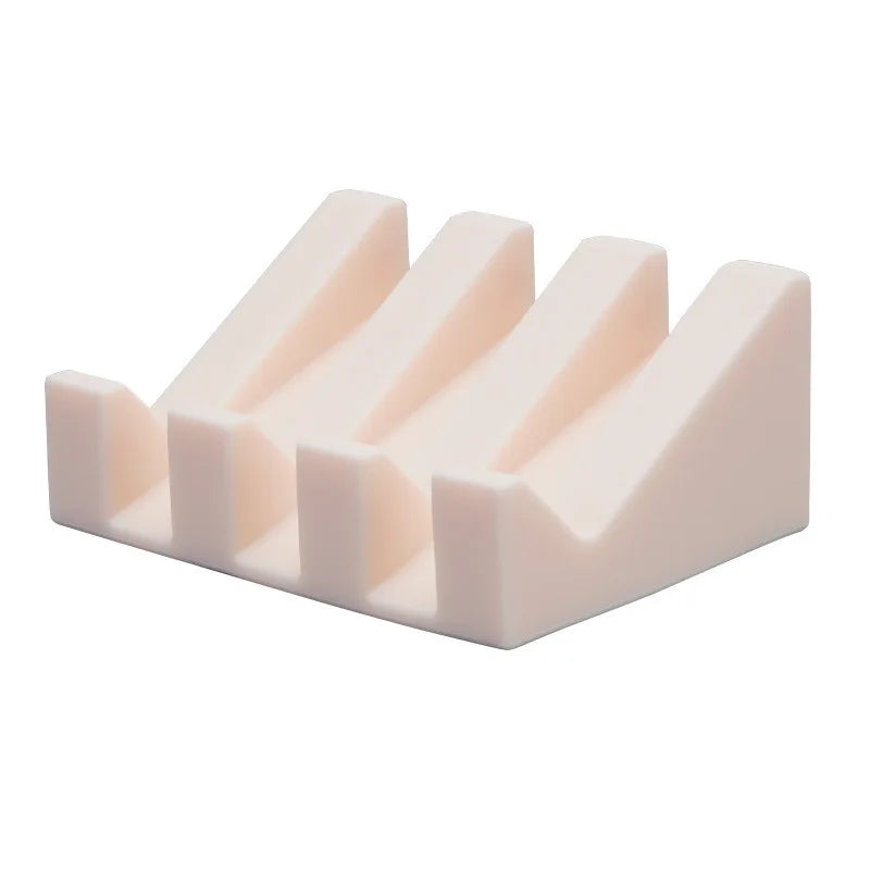 support savon silicone rouge blanc moderne auto drainant salle bain cuisine deux pièces