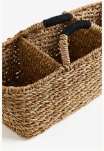 panier rangement tressé réutilisable bois compartiments organisation décoration bohème rustic