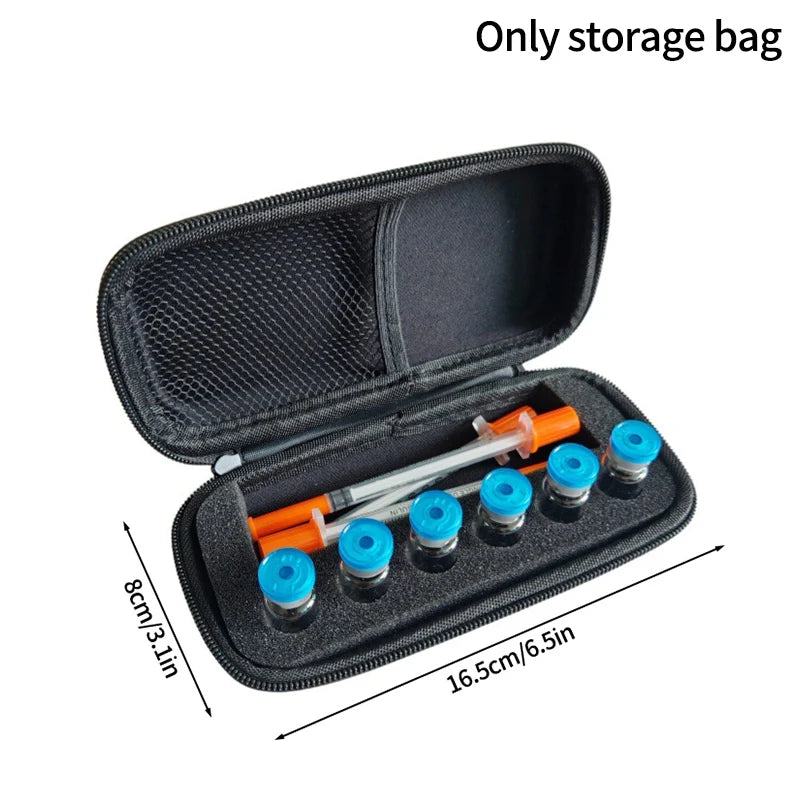 rangement vials noir texturé pratique zippé seringues aiguilles pochettes transparentes réutilisable