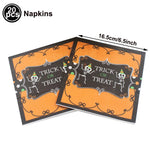 serviettes papier halloween motifs citrouille fantôme crâne main ensanglantée sorcière chauve souris cocktail