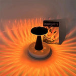 Lampe champignon LED verte allumée dans un salon