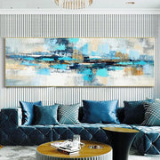 tableau abstrait moderne bleu nuit décoratif contemporain coups pinceau texturé