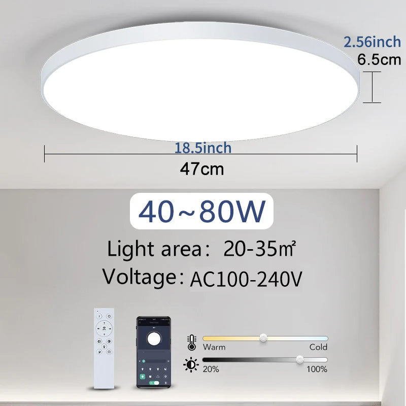 plafonnier led moderne blanc éclairage cuisine télécommande app interrupteur mural flux lumineux élevé