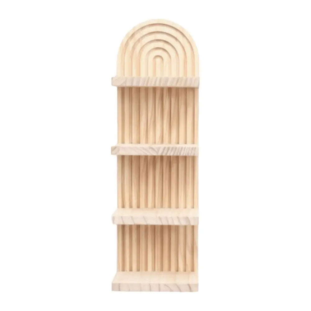 étagère murale bois quatre niveaux moderne minimaliste rayures verticales naturel beige clair