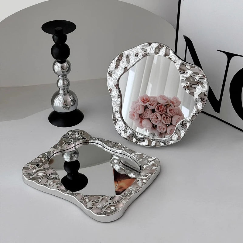 miroir decoratif moderne texturé argenté noir blanc minimaliste chambre dressing