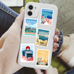 stickers autocollants stickers urbains paysages vintage tons pastel adhésifs illustrations naturelles opaques set voyage