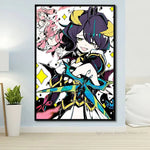 affiche anime personnages moderne art japonais décoration salon papier frame noir varied colors